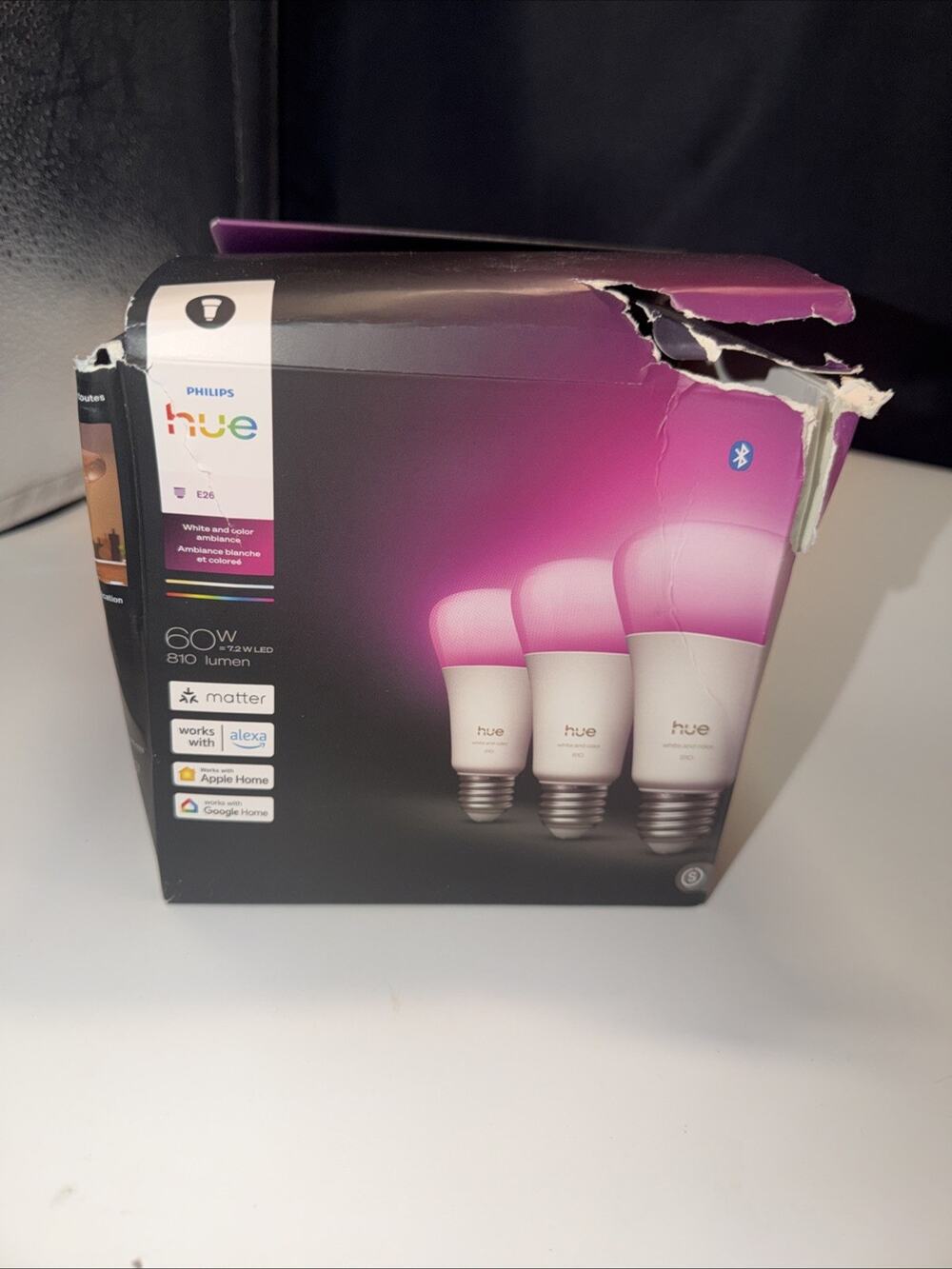 Philips Hue White and Color Ambiance E26 Smart Bulb 60W 800 Lumens 3-Pack